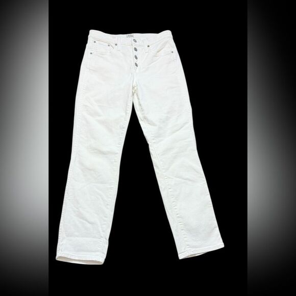 J. Crew White Button Fly Vintage Straight Jeans - Picture 1 of 7